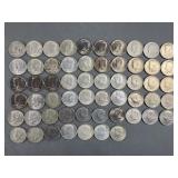 57 Kennedy Half Dollars 1962-1979