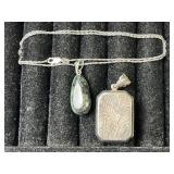Marked Sterling Silver Locket & Pendant Necklace