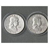 2 Franklin Silver Half Dollars 1953 & 1961