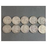 10 Ben Franklin Silver Half Dollar