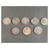 8 Silver Half Dollar Mixed Lot