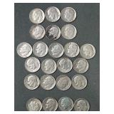 23 Silver Roosevelt Dimes 1959, 1959D & 1957D