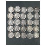 25 Silver Roosevelt Dimes