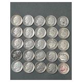 25 Silver Roosevelt Dimes 1952