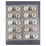10 Silver Certificates 1957