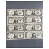 8 $1 Silver Certificates