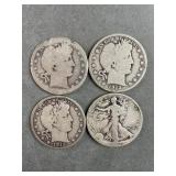 4 Silver Half Dollars