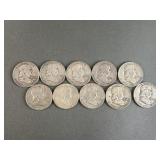 10 Ben Franklin Silver Half Dollars