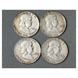4 Franklin Silver Half Dollars