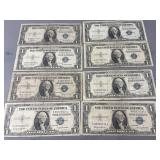 8 1935 U.S. Silver Certificates Blue