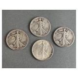 4 Walking Liberty Coins