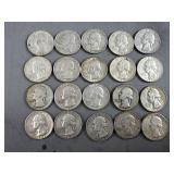 20 Silver Washington Quarters
