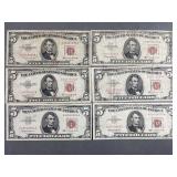 6 1953 & 1963 U.S. $5 Notes
