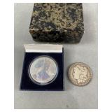 2 Silver $ Orig. 1900 Peace & 2002 Walking Liberty