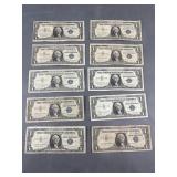 10 Silver Certificates 1957