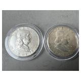 2 Silver Franklin Half Dollars