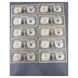 10 Silver Certificates 1957