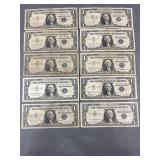 10 Silver Certificates 1957