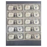 10 Silver Certificates 1957