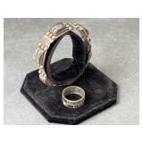 Mexican Sterling Silver & Shell Bracelet & Ring