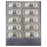 10 Silver Certificates 1957