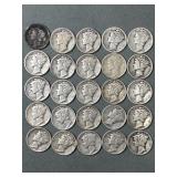 25 Mercury Head Dimes Teens 1930s & 1940s
