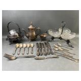 Antique Butter Server & Silver Plate Pieces