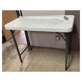 Plastic Table On Metal Legs With Pipes & Drain