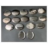 15 Engraved or Broken Sterling Plated Compacts