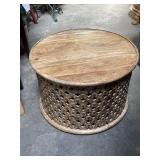 Aged Driftwood Carved Wood Lattice Coffee Table