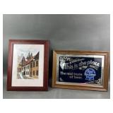 Pabst Mirrored Beer Sign & Signed Art