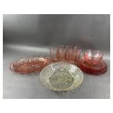Pink Depression Glass Trays & More