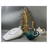 Vntg. Hall Aladdin, Sadler Teapots, Syroco & More