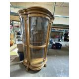 Unique Shaped Glass & Wooden Curio Cabinet