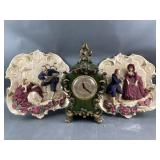 HandPainted Mantle Clock & Victorian Wall Hangings