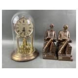 Antique Lincoln Book Ends & Heirloom German Clock