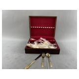 Gold Tone Korean Made Flatware In Box