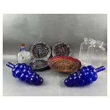 Carnival Glass Fenton Plates, Grapes & Decor