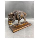 Hand Carved Wooden Hog Sculpture