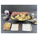 Cup & Saucers, Pottery Platter & More