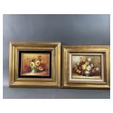 Framed/Signed Floral Still Life Oil Paintings
