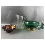 Emerald Green Pedestal Bowl, Imperial Glass &More