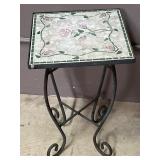 Mosaic & Iron Patio Side Table