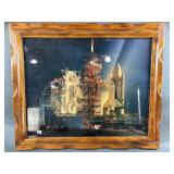 Carved Frame Spaceship Launch Art