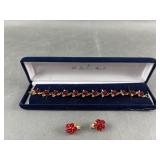 Danbury Mint Dozen Roses Bracelet & Earrings