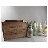 Northway Bottling Works Wood Crate & Vtg Bottles
