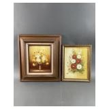 Framed/Signed Floral Still Life Oil Paintings