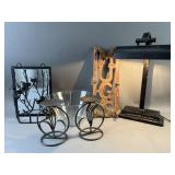 Heavy Iron Desk Lamp, Candle Holders & Decor