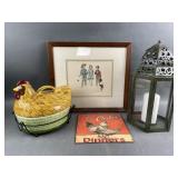 Ceramic Roaster Pot, Norman Rockwell Print & Decor