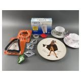Vtg China Tea/Saucers, Cookie Cutters & Brita